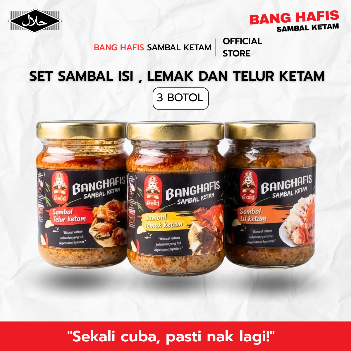 Set Sambal Isi, Lemak dan Telur Ketam — 3 Botol